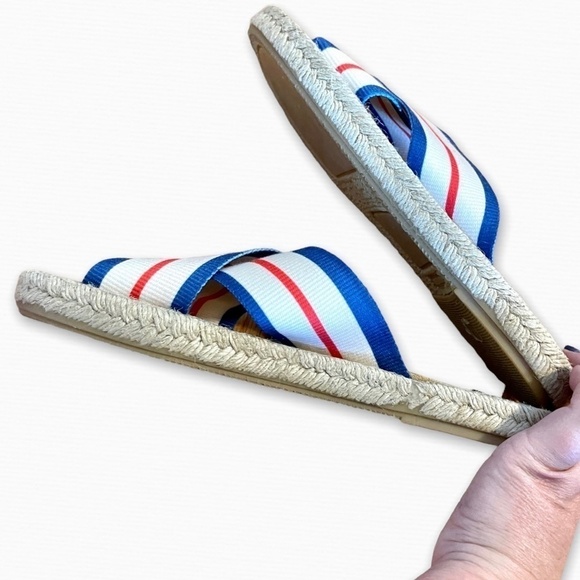 Joules Keighley Blue Stripe Cross Strap Espadrille Sandals US Size 7 - Picture 3 of 6